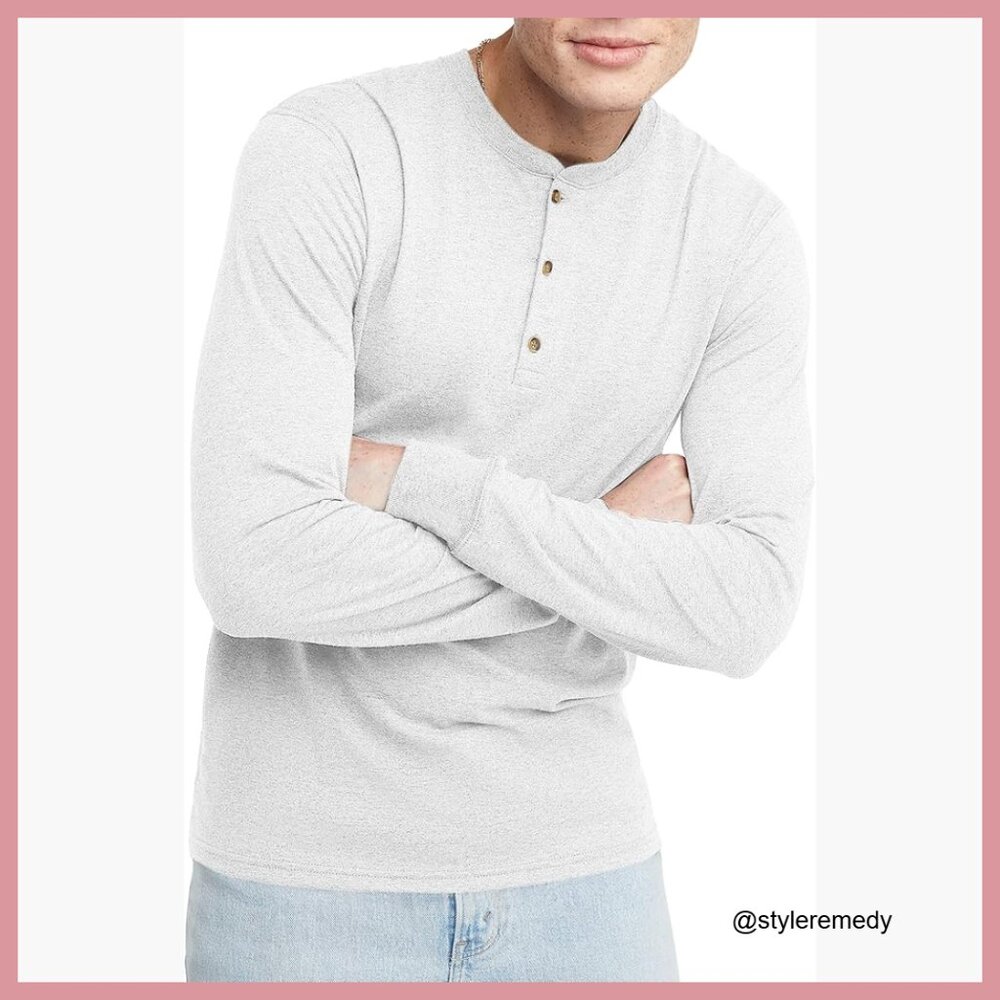 Tri-Blend Long Sleeve Henley T-Shirt, Lightweight Activewear